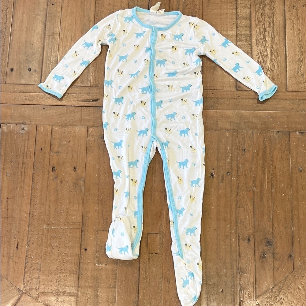 Kyte baby limited edition woof bamboo footed sleeper blue dogs 18-24 months